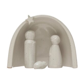 Stoneware Nativity with Glaze, Set of 4