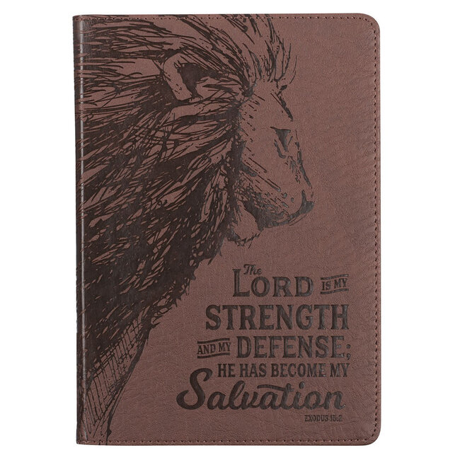My Strength & My Defense Brown Faux Leather Classic Journal - Exodus 15:2