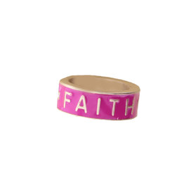 Pink Enamel Ring "Faith"