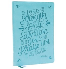 NKJV, Thinline Large Print Bible, Verse Art Cover Collection, Leathersoft, Teal, Red Letter, Comfort Print