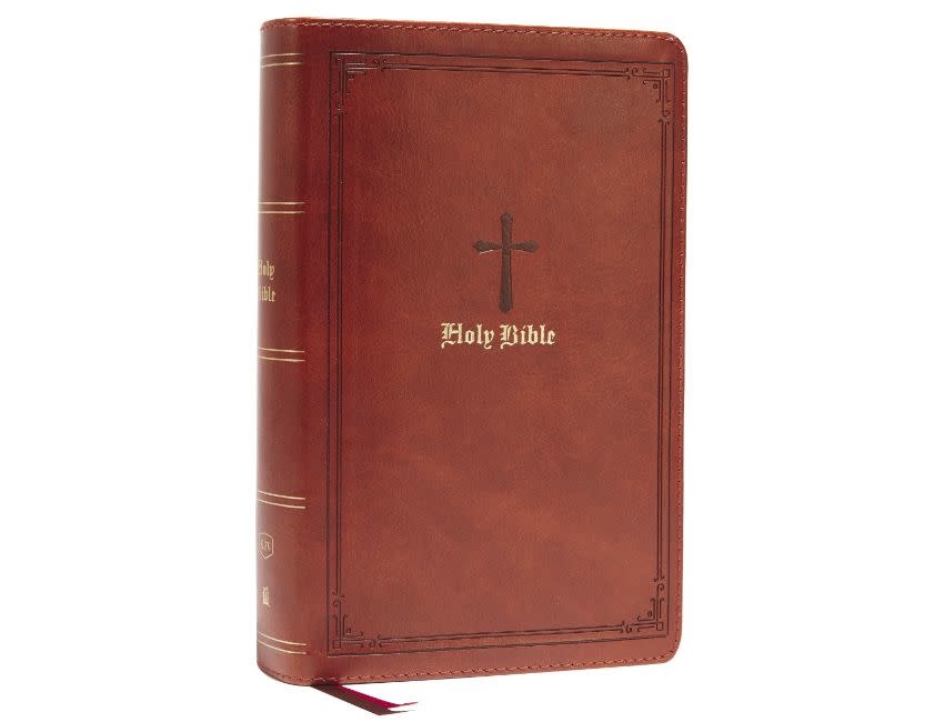 KJV, End-of-Verse Reference Bible, Personal Size Large Print, Leathersoft, Brown, Red Letter, Comfort Print