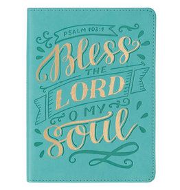 Bless the LORD Teal Handy-Sized Faux Leather Journal - Psalm 103:4
