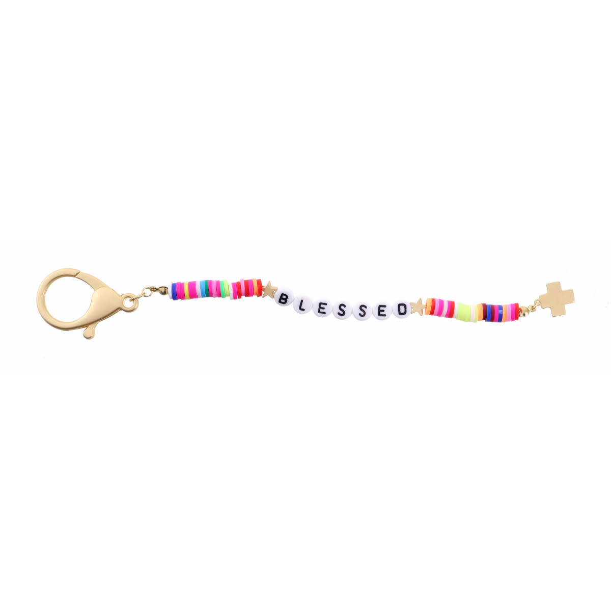 Kids Multi Rubber Sequins "Blessed" Keychain