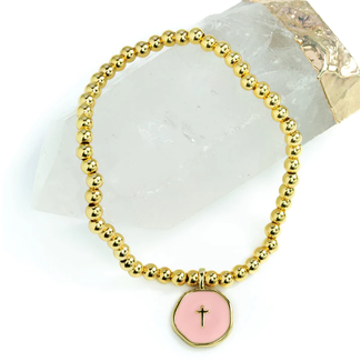 Tiny Cross Bracelet - Rose