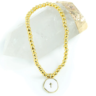 Tiny Cross Bracelet - White Cross