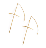 Brushed Cross Earring Threader - Gold