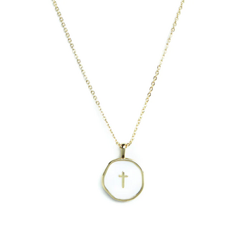 Tiny Cross Pendant - White