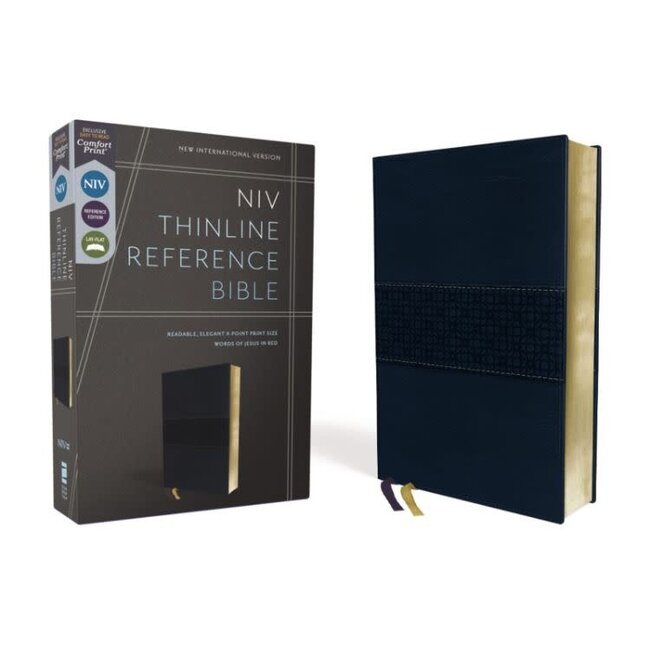 NIV, Thinline Reference Bible, Leathersoft, Navy, Red Letter, Comfort Print