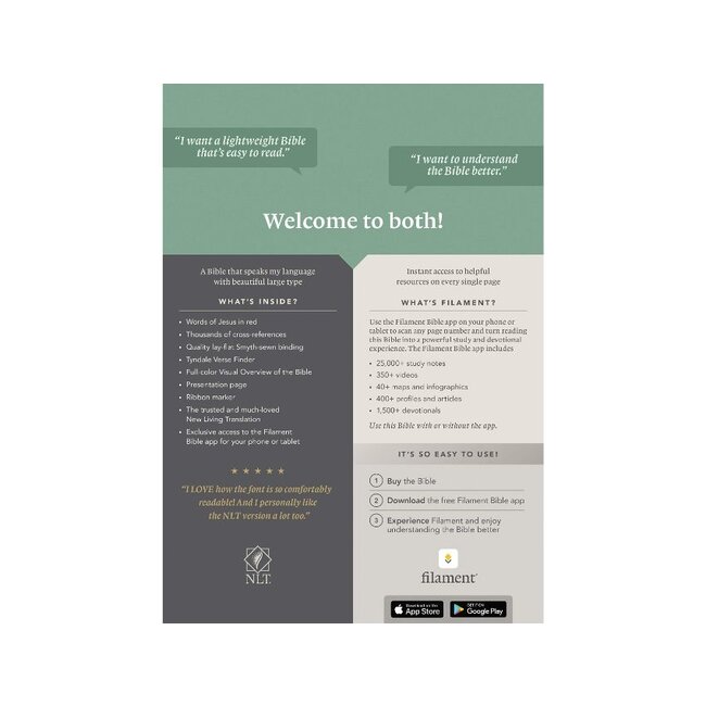 NLT LP Thinline Reference Bible, Filament Enabled Ed. Gen. Lthr. Black