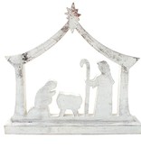 Silver Wood Nativity Shelf Sitter