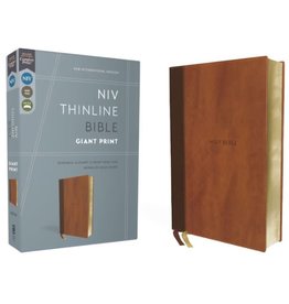 NIV, Thinline Bible, Giant Print, Leathersoft, Brown, Red Letter, Comfort Print