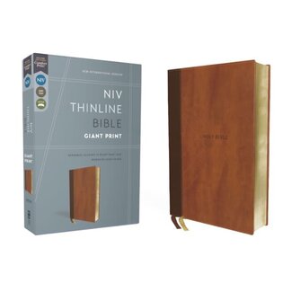 NIV, Thinline Bible, Giant Print, Leathersoft, Brown, Red Letter, Comfort Print