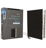 NIV, Thinline Reference Bible, Large Print, European Bonded Leather, Black, Red Letter, Thumb Indexed, Comfort Print