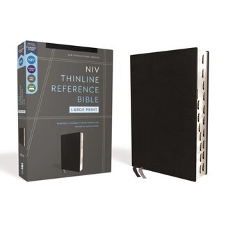 NIV, Thinline Reference Bible, Large Print, European Bonded Leather, Black, Red Letter, Thumb Indexed, Comfort Print