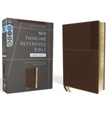 NIV, Thinline Reference Bible, Large Print, Leathersoft, Brown, Red Letter, Comfort Print