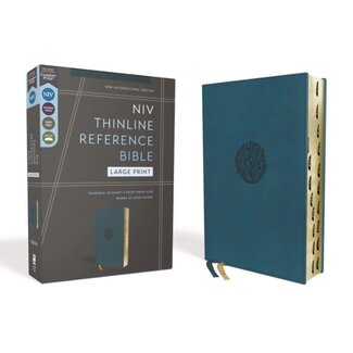 NIV, Thinline Reference Bible, Large Print, Leathersoft, Teal, Red Letter, Thumb Indexed, Comfort Print