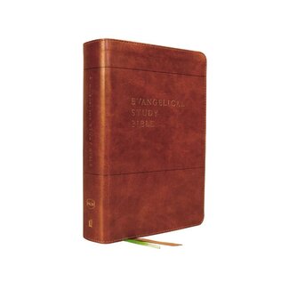 NKJV, Evangelical Study Bible, Leathersoft, Brown, Red Letter, Comfort Print