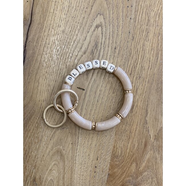 Blessed Acrylic Bar Keychain - Beige