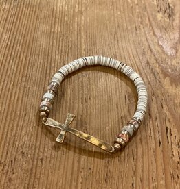 Cross & Sequin Bracelet - Ivory