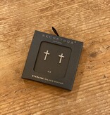 Paved CZ Cross Studs - Sterling Silver Dipped