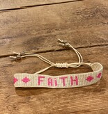 Faith Beaded Bracelet - Pink/Ivory