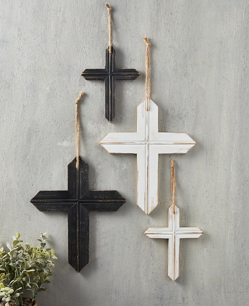 11" Hanging Fir Wood Cross - Black