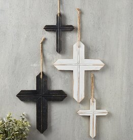 7" Hanging Fir Wood Cross - Black