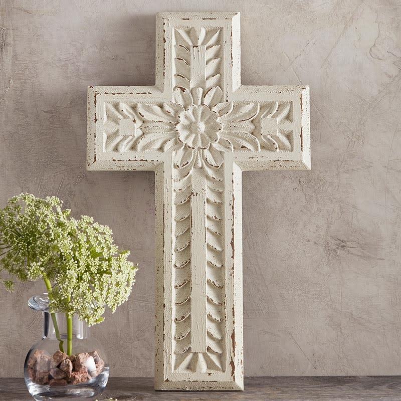 White Carved Wooden Cross