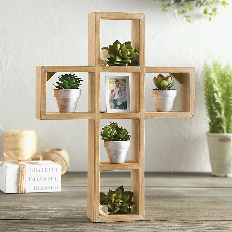 Wooden Shelf Cross - 18"