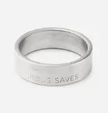 Jesus Saves Matte Silver Ring - 5