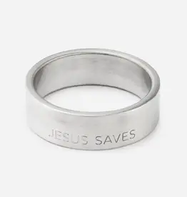 Jesus Saves Matte Silver Ring - 5