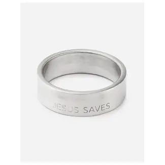 Jesus Saves Matte Silver Ring - 5