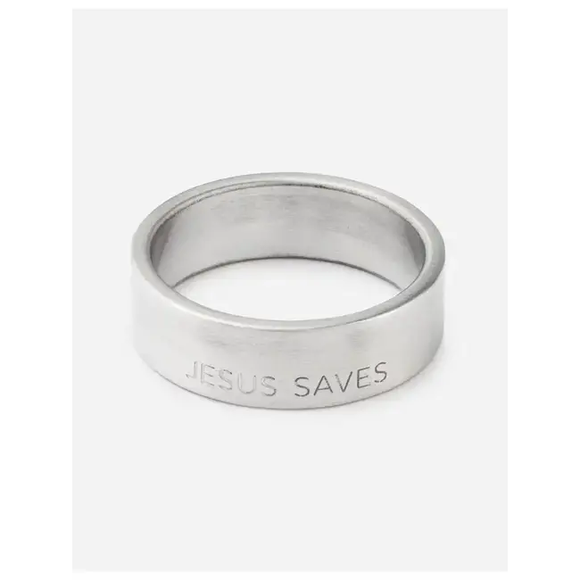 Jesus Saves Matte Silver Ring - 5
