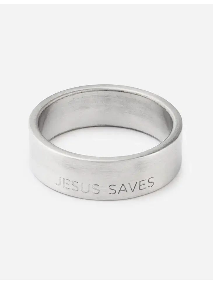 Jesus Saves Matte Silver Ring - 7