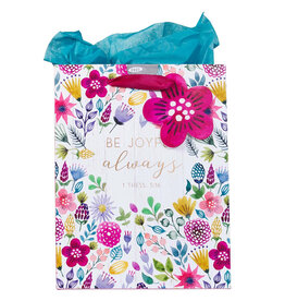 Be Joyful Always Multicolored Medium Gift Bag with Tissue Paper - 1 Thessalonians 5:16