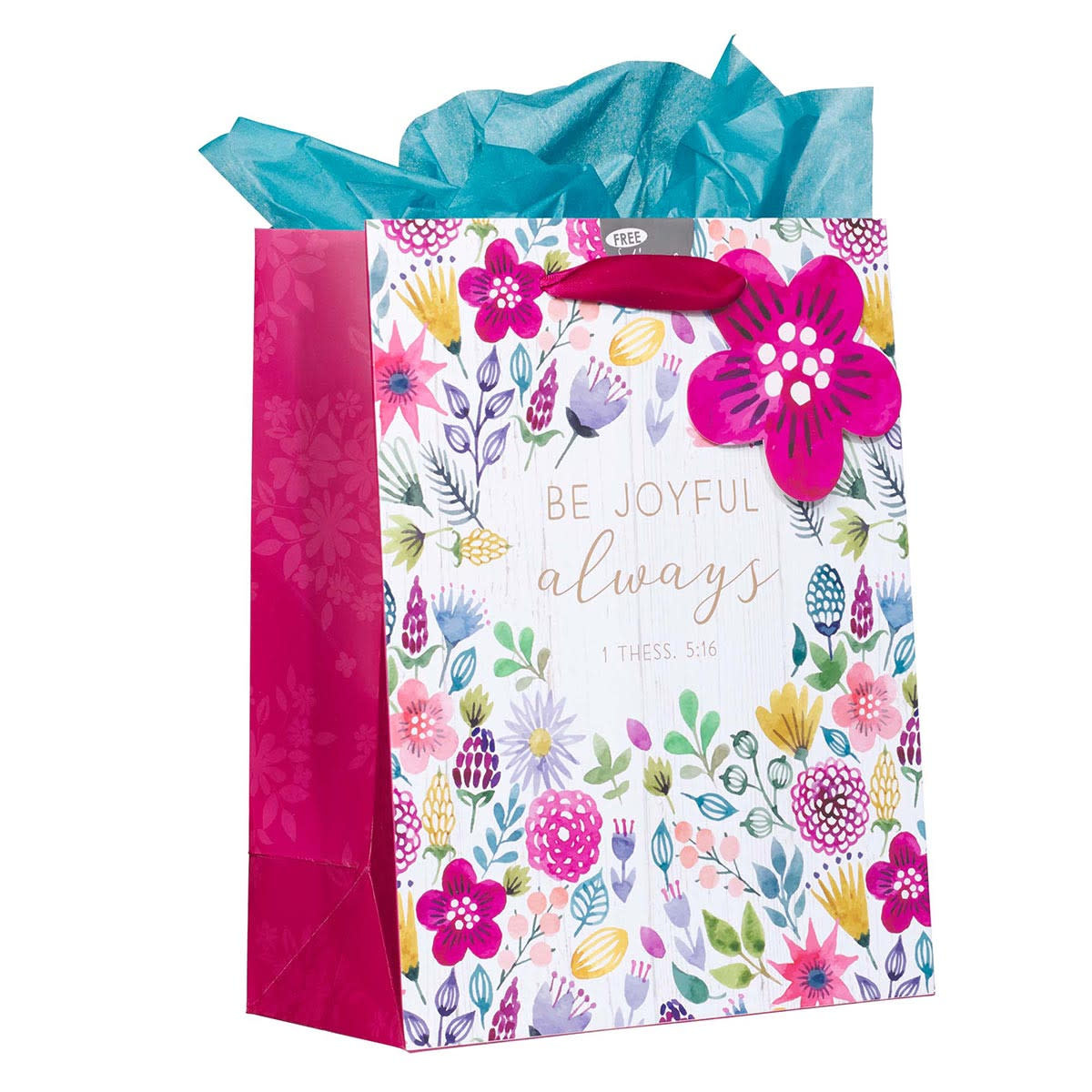 Be Joyful Always Multicolored Medium Gift Bag with Tissue Paper - 1 Thessalonians 5:16