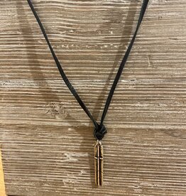 Man of God Cross Necklace - Black Leather