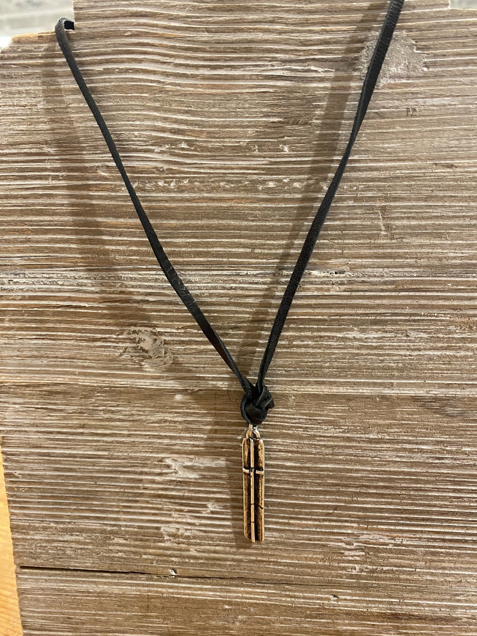 Man of God Cross Necklace - Black Leather