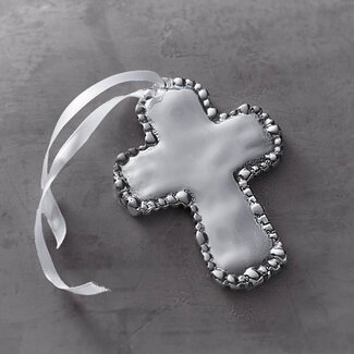 Baby Organic Pearl Aluminum Cross Ornament
