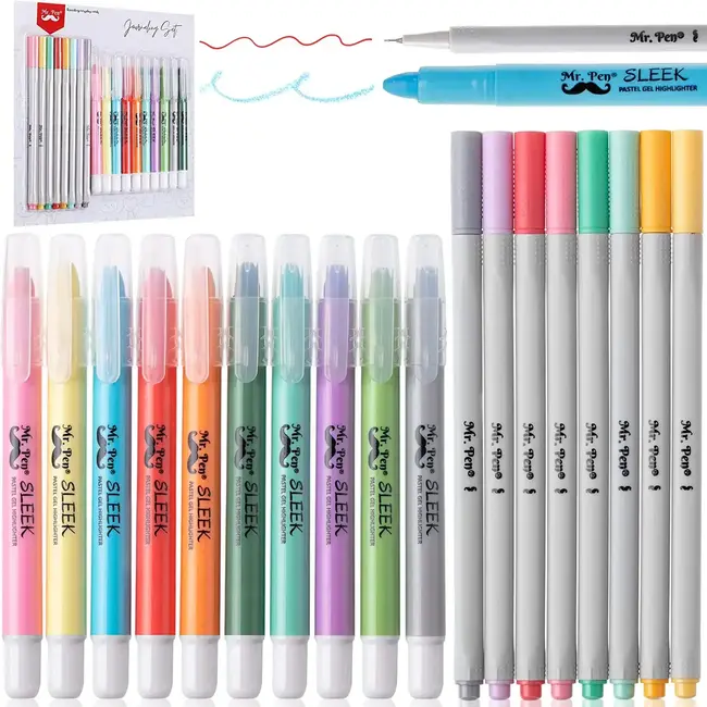 Mr. Pen - Bible Gel Highlighters and Fineliner, Pens No Bleed