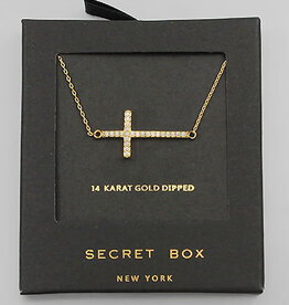 CZ Cross Necklace 14KT Dipped Gold
