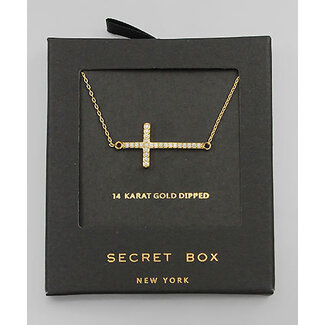 CZ Cross Necklace 14KT Dipped Gold