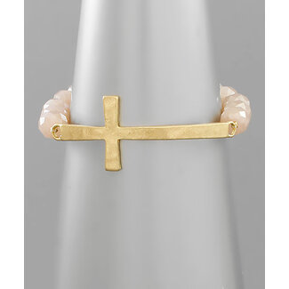 Cross & Bead Bracelet - Lt. Pink