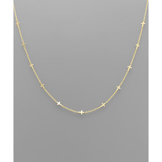 Multi Cross Charm Necklace - Gold