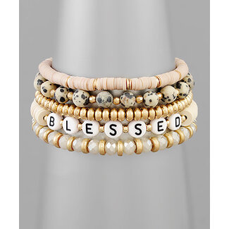 Blessed Multi Beaded Bracelet Beige