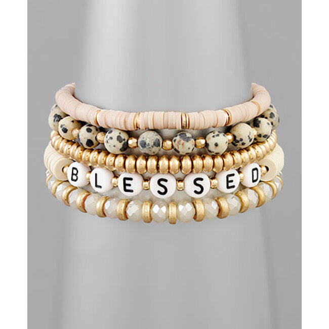 Blessed Multi Beaded Bracelet Beige