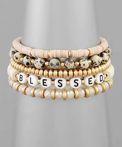 Blessed Multi Beaded Bracelet Beige