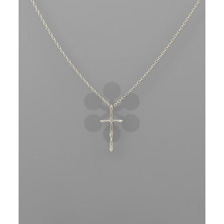 Wavy Cross Necklace - Silver