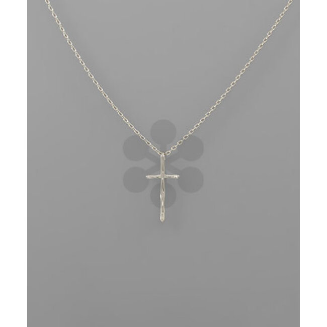 Wavy Cross Necklace - Silver