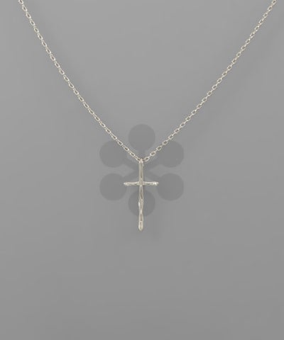 Wavy Cross Necklace - Silver